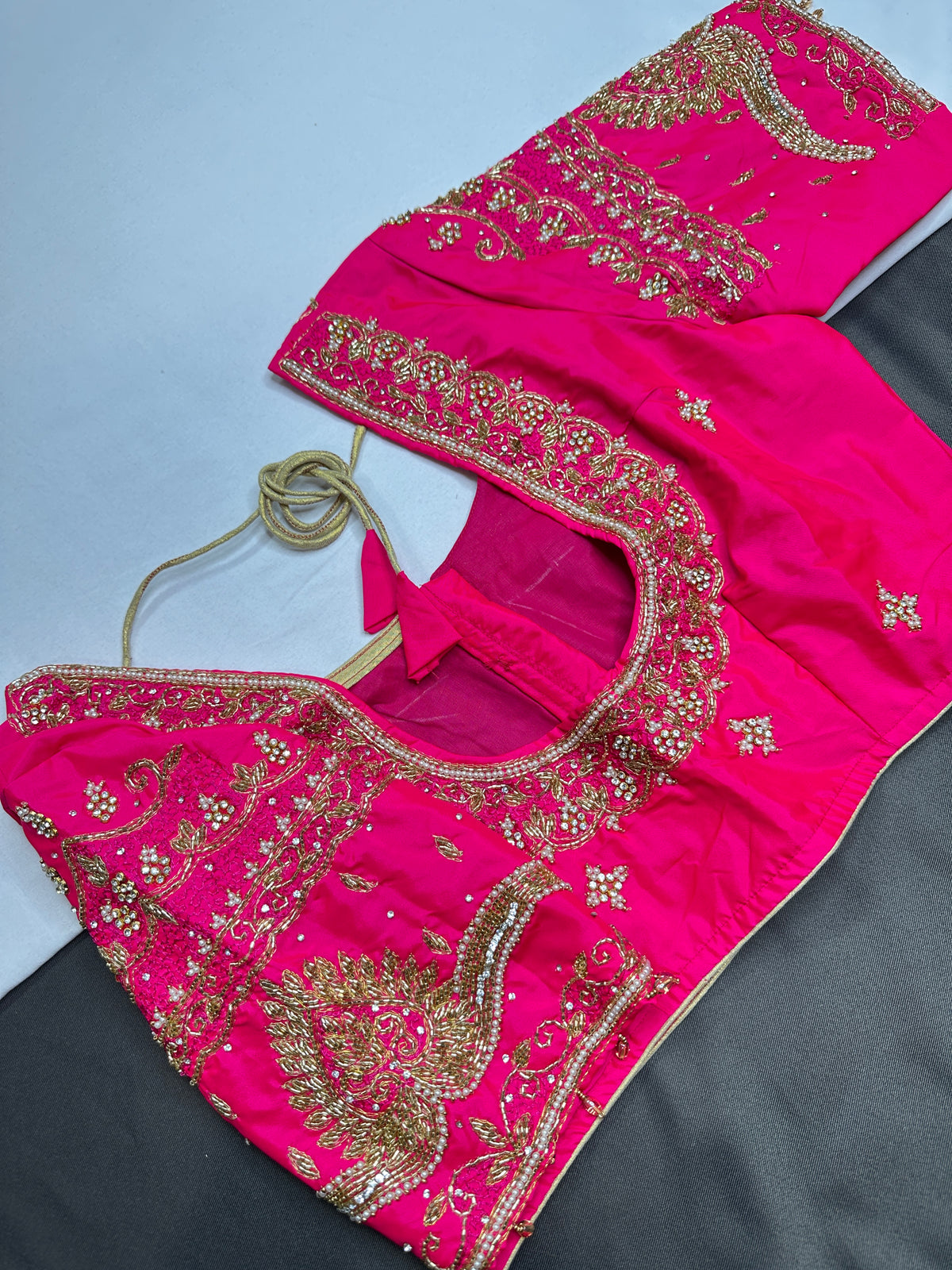 Rani Pink Kardana Maggam Work Silk Blouse - 