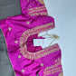 Magenta Pink Kardana Maggam Work Silk Blouse - 