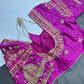 Magenta Pink Kardana Maggam Work Silk Blouse - 