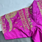 Magenta Pink Kardana Maggam Work Silk Blouse - 