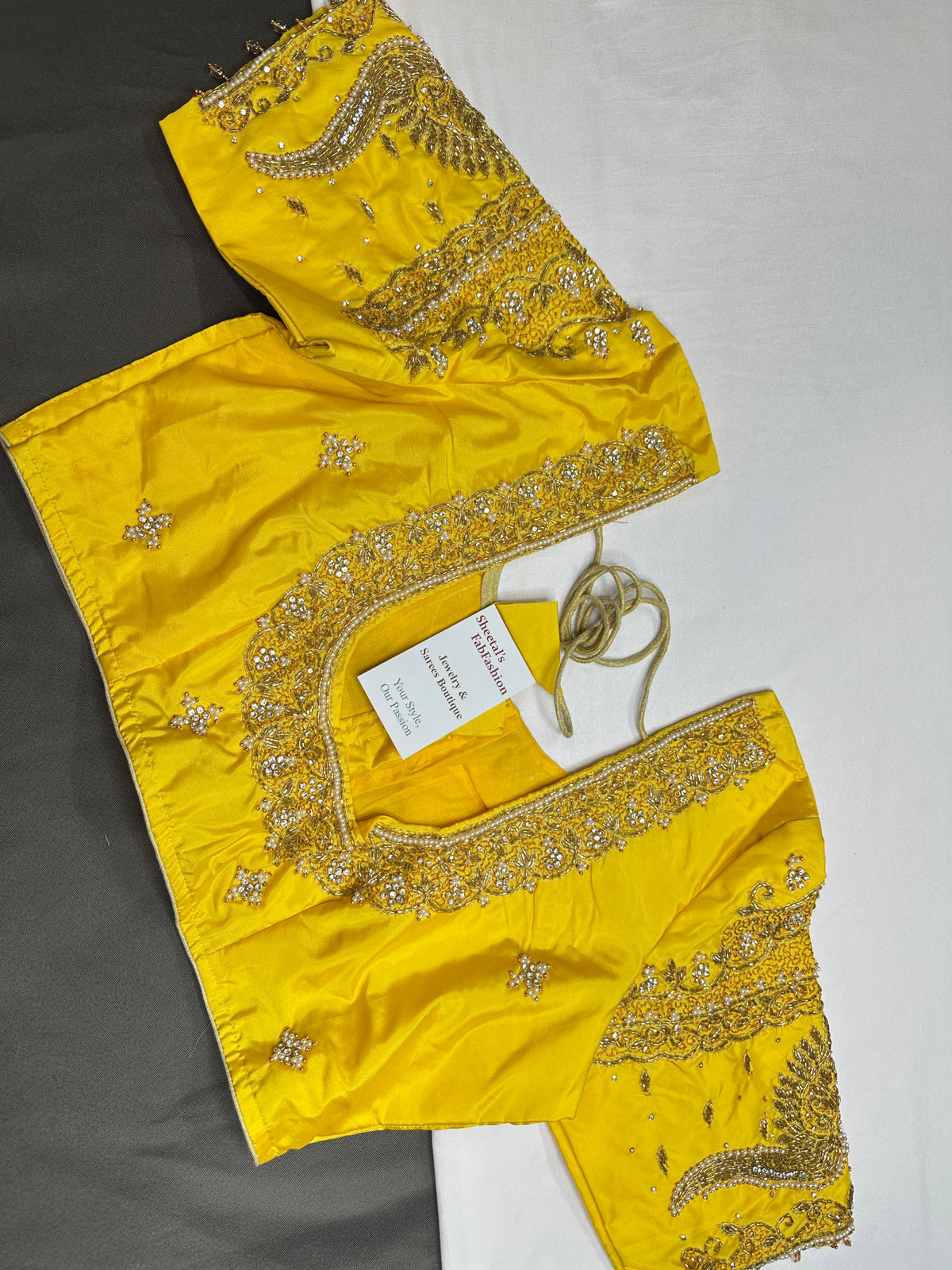 Yellow Kardana Maggam Work Silk Blouse - 