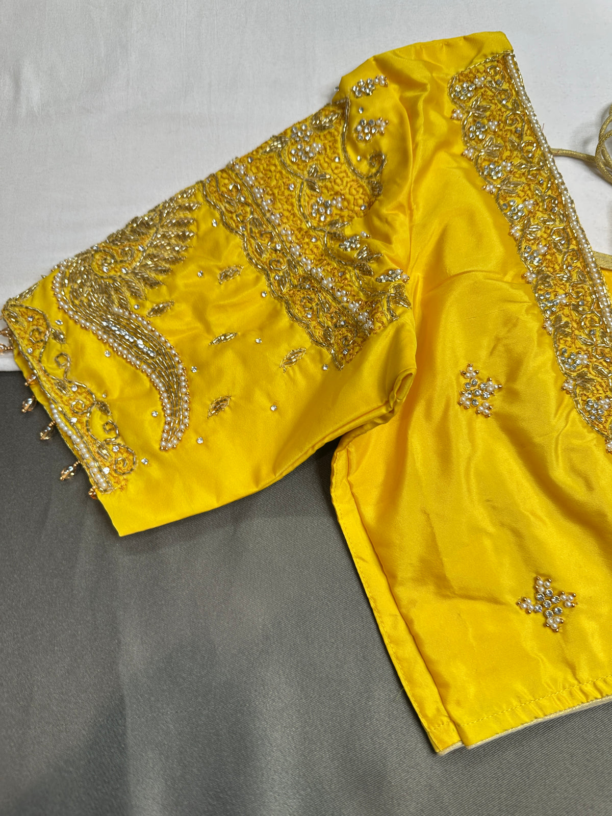 Yellow Kardana Maggam Work Silk Blouse - 