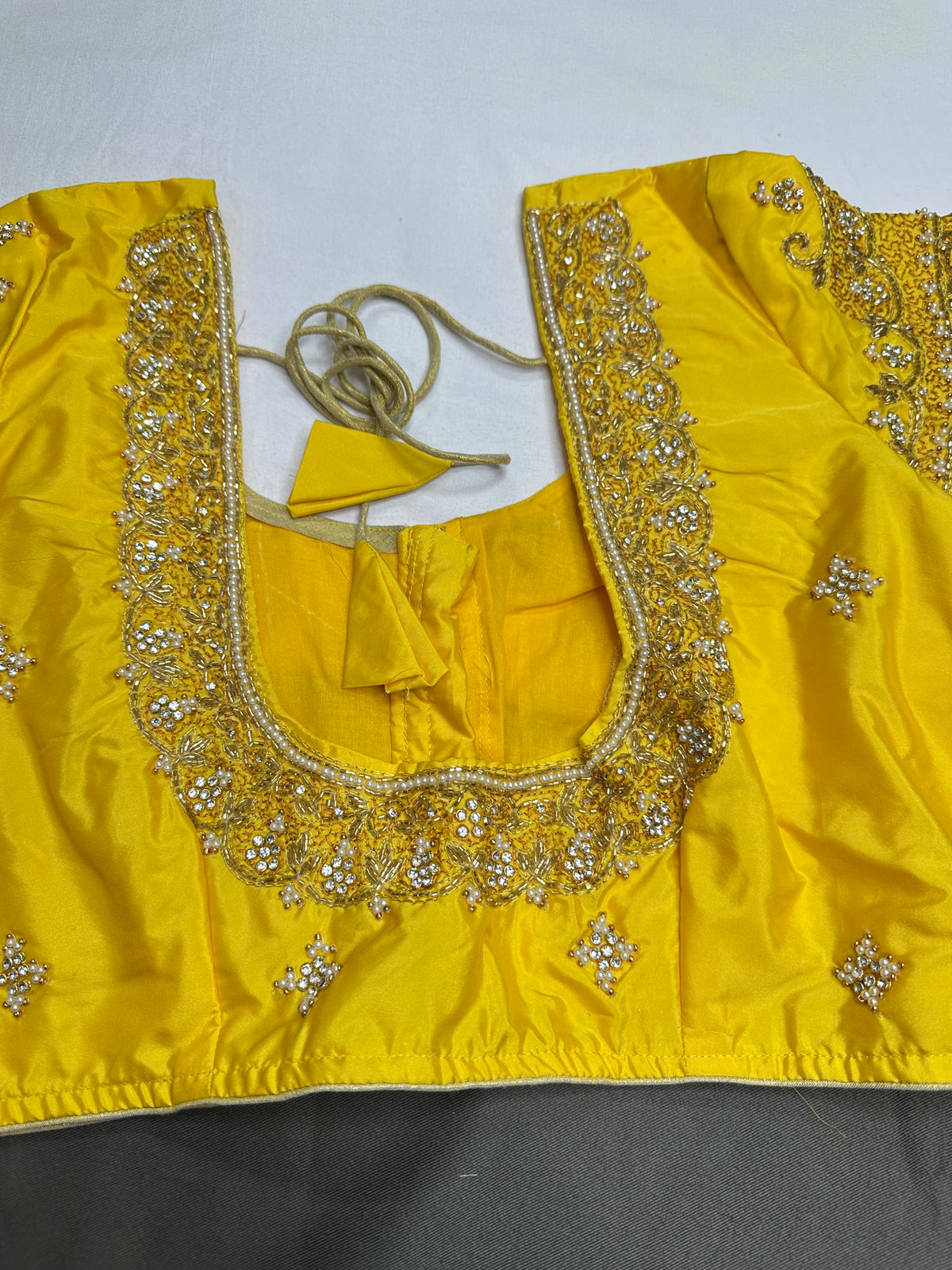 Yellow Kardana Maggam Work Silk Blouse - 