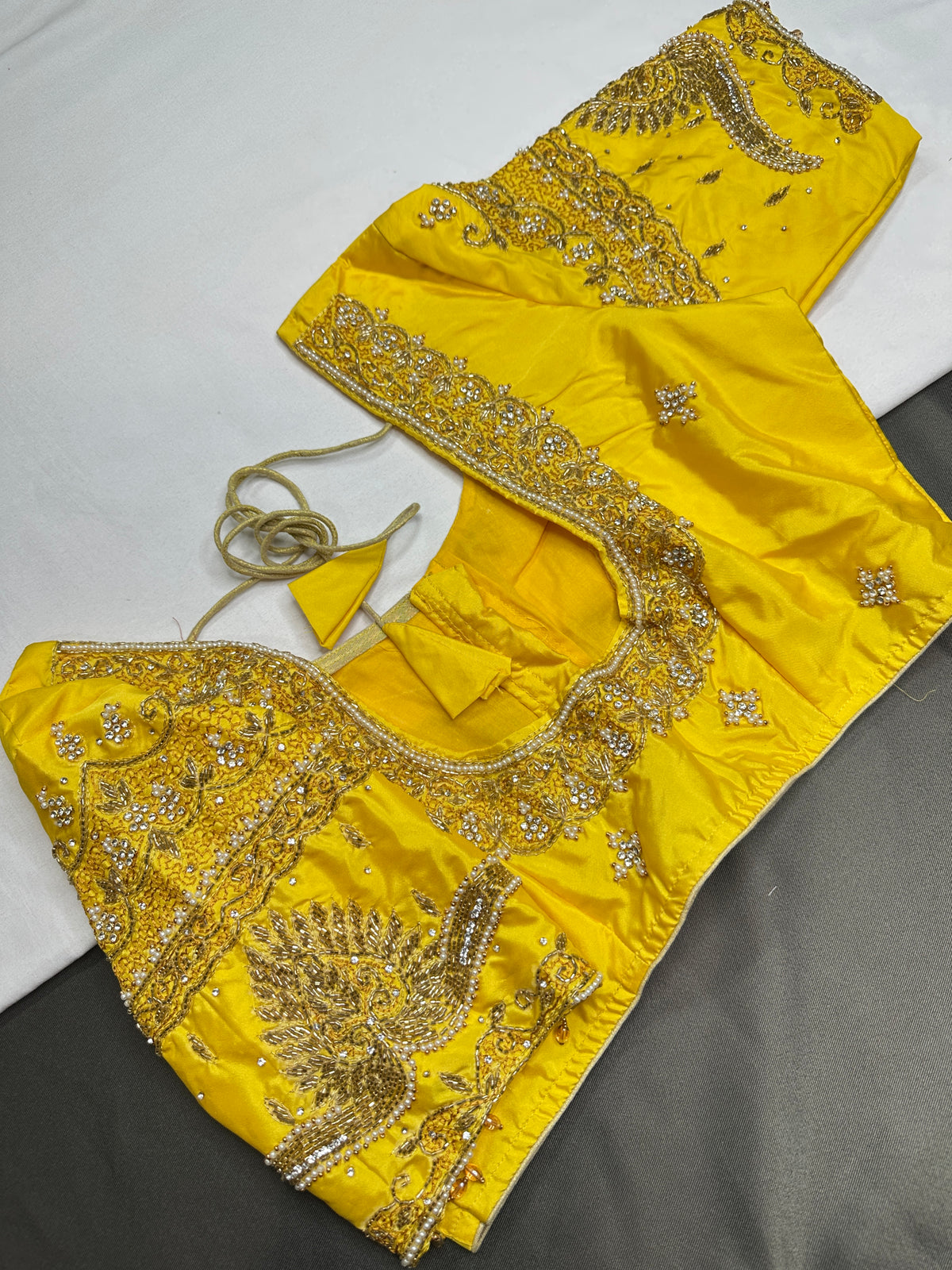 Yellow Kardana Maggam Work Silk Blouse - 