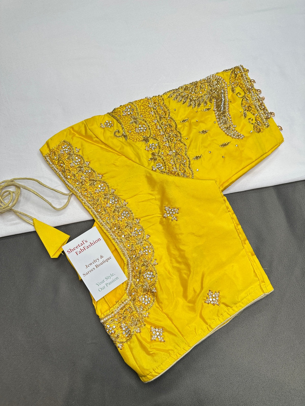 Yellow Kardana Maggam Work Silk Blouse - 