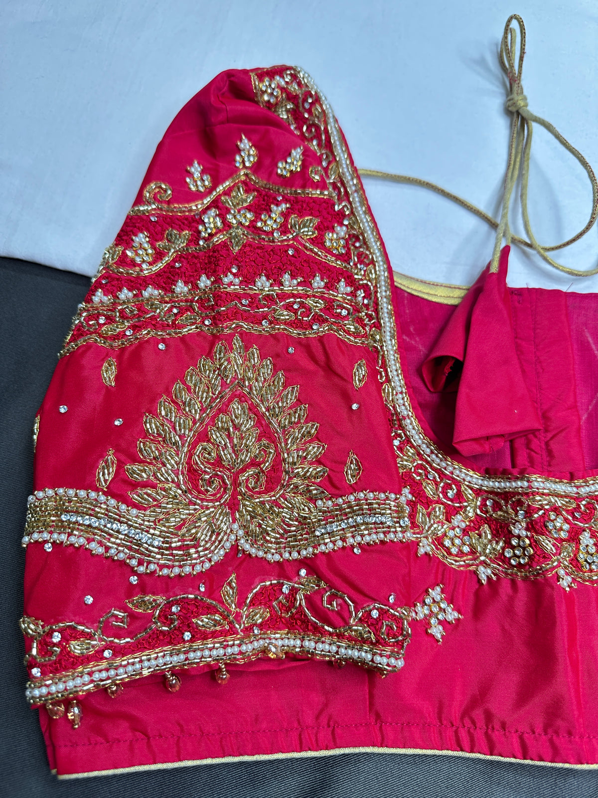 Pink Kardana Maggam Work Silk Blouse - 