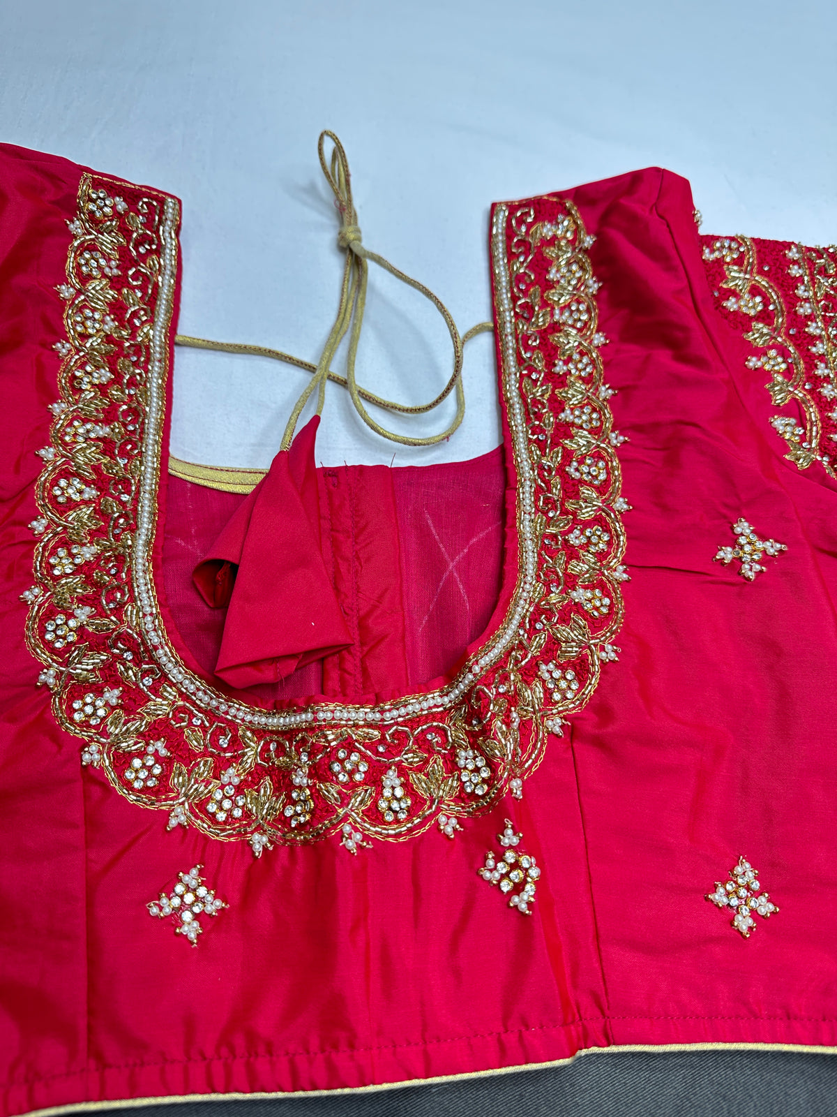 Pink Kardana Maggam Work Silk Blouse - 