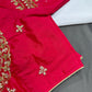 Pink Kardana Maggam Work Silk Blouse - 
