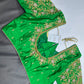 Green Pattu Silk Maggam Aari Blouse - 