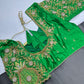 Green Pattu Silk Maggam Aari Blouse - 