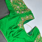 Green Pattu Silk Maggam Aari Blouse - 