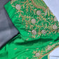 Green Pattu Silk Maggam Aari Blouse - 