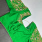 Green Pattu Silk Maggam Aari Blouse - 
