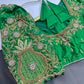 Green Pattu Silk Maggam Aari Blouse - 