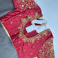 Maroon Red Pattu Silk Maggam Aari Blouse - 