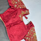 Maroon Red Pattu Silk Maggam Aari Blouse - 