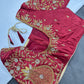 Maroon Red Pattu Silk Maggam Aari Blouse - 