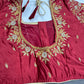 Maroon Red Pattu Silk Maggam Aari Blouse - 