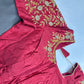 Maroon Red Pattu Silk Maggam Aari Blouse - 