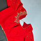 Red Pattu Silk Maggam Aari Blouse - 