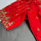 Red Pattu Silk Maggam Aari Blouse - 