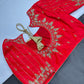 Red Pattu Silk Maggam Aari Blouse - 