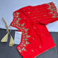 Red Pattu Silk Maggam Aari Blouse - 