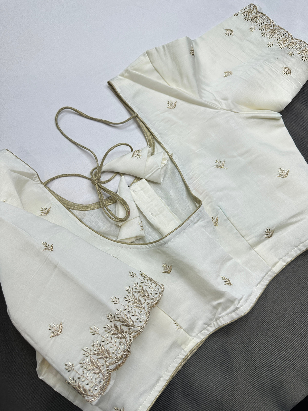 OFF white Elegant  Embroidery Blouse - 