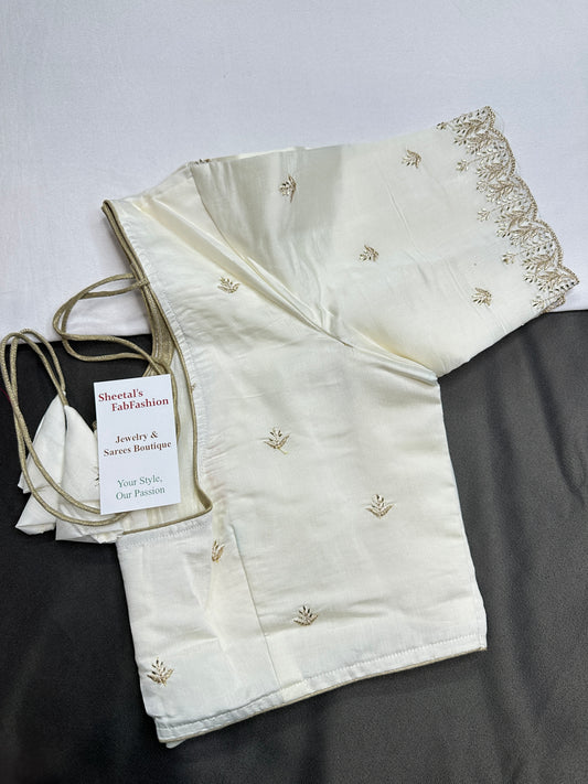 OFF white Elegant  Embroidery Blouse - 