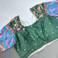 Chinnon Silk Kalamkari with Sequence Work Green Blouse - 