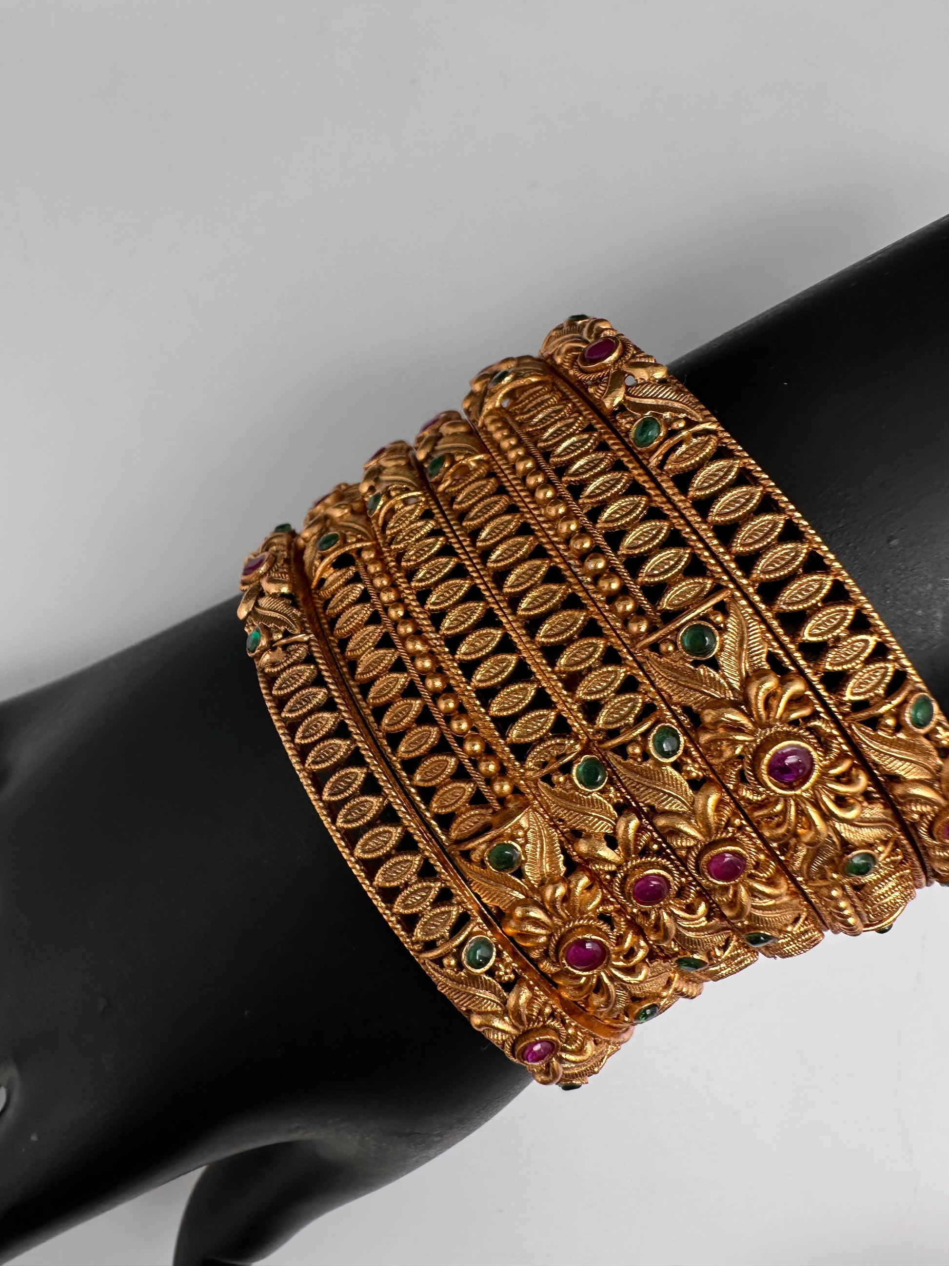 Multi Stone Matte Finish Bangles - 2.8