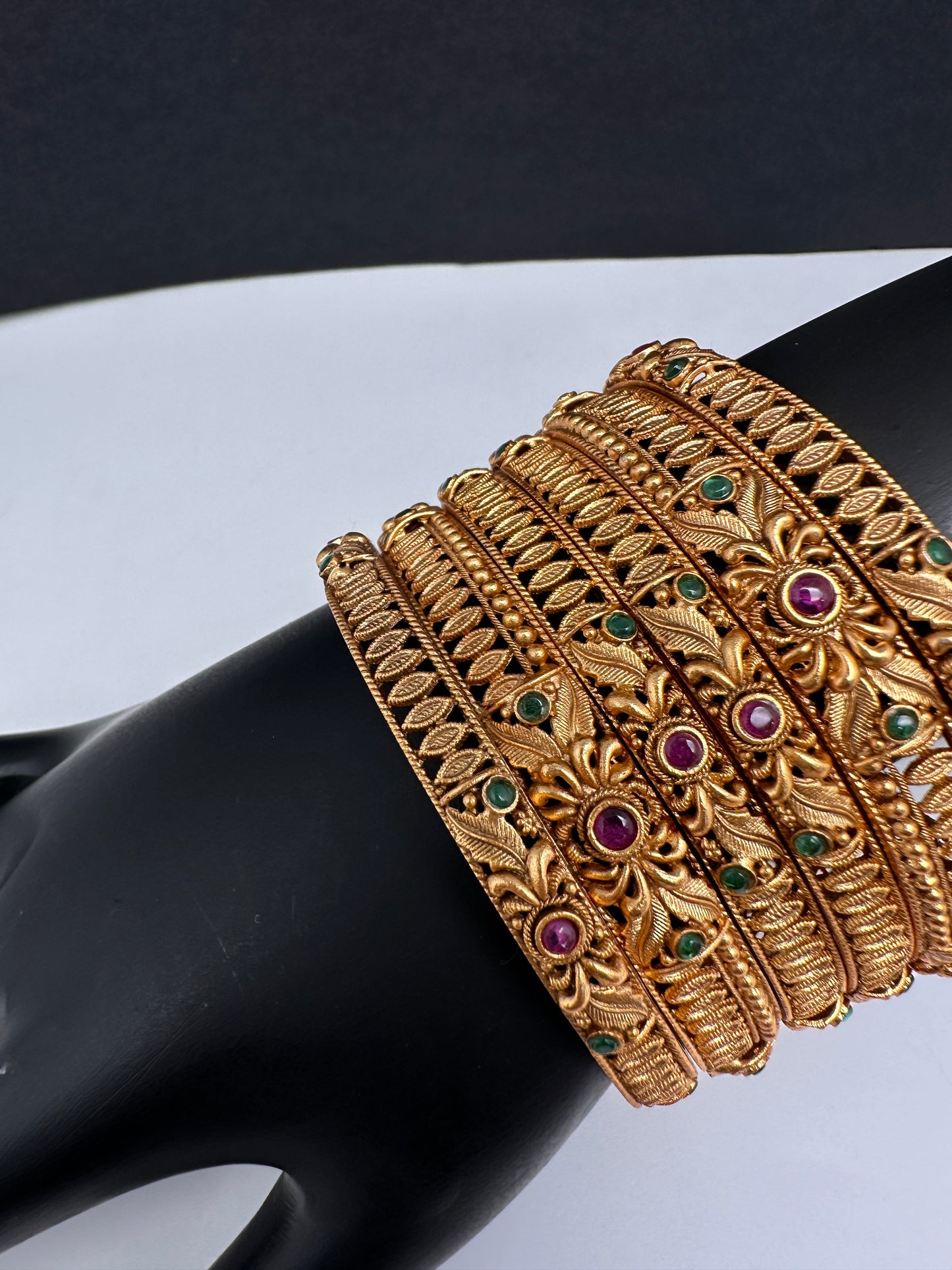 Multi Stone Matte Finish Bangles - 2.8
