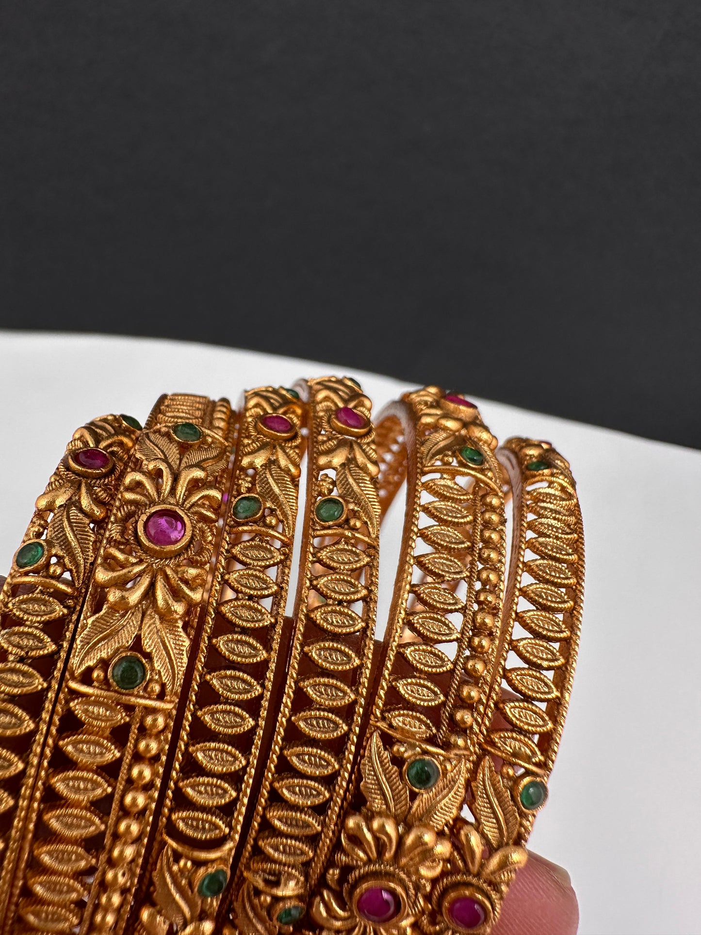 Multi Stone Matte Finish Bangles - 2.8