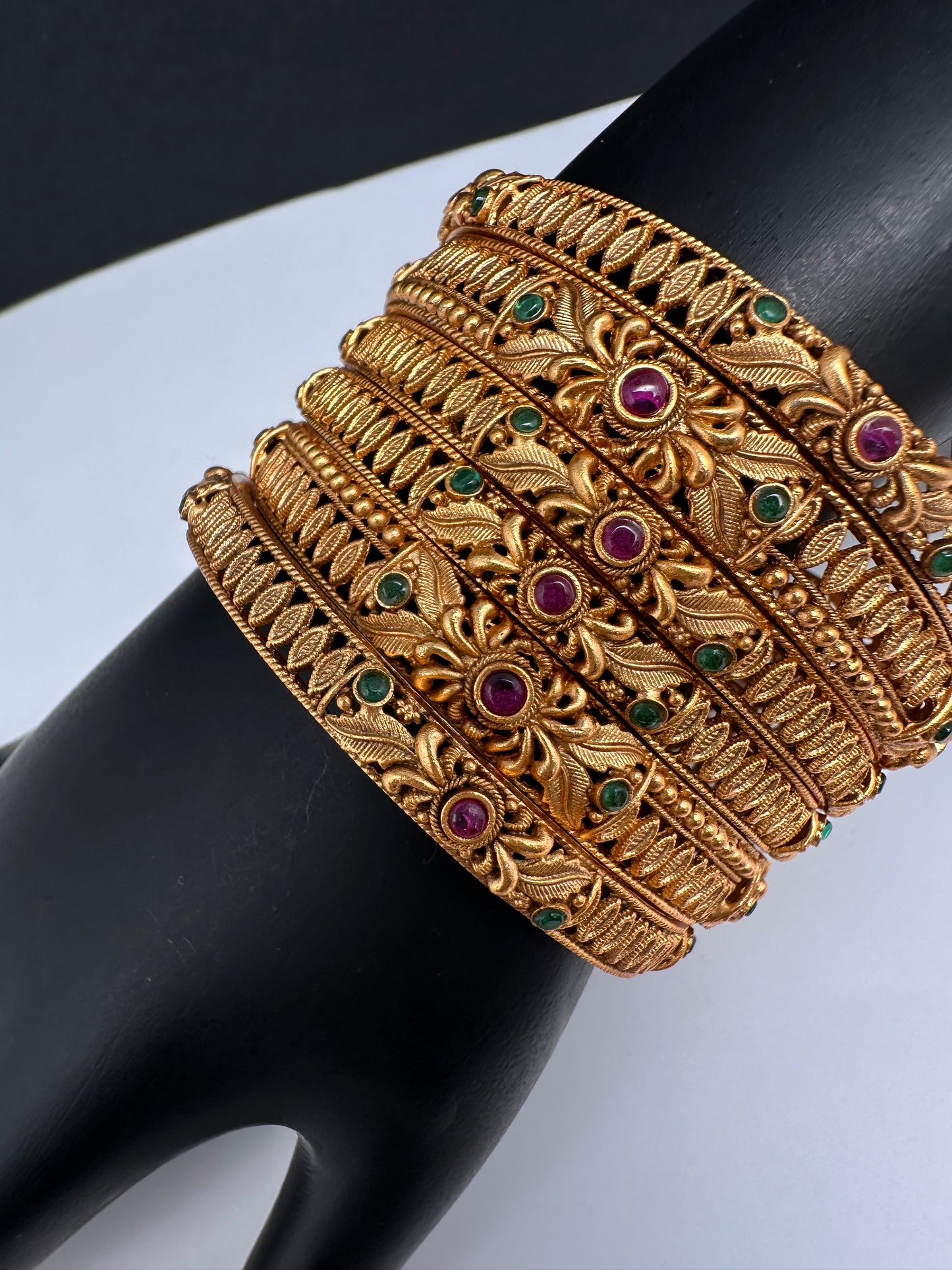 Multi Stone Matte Finish Bangles - 2.8