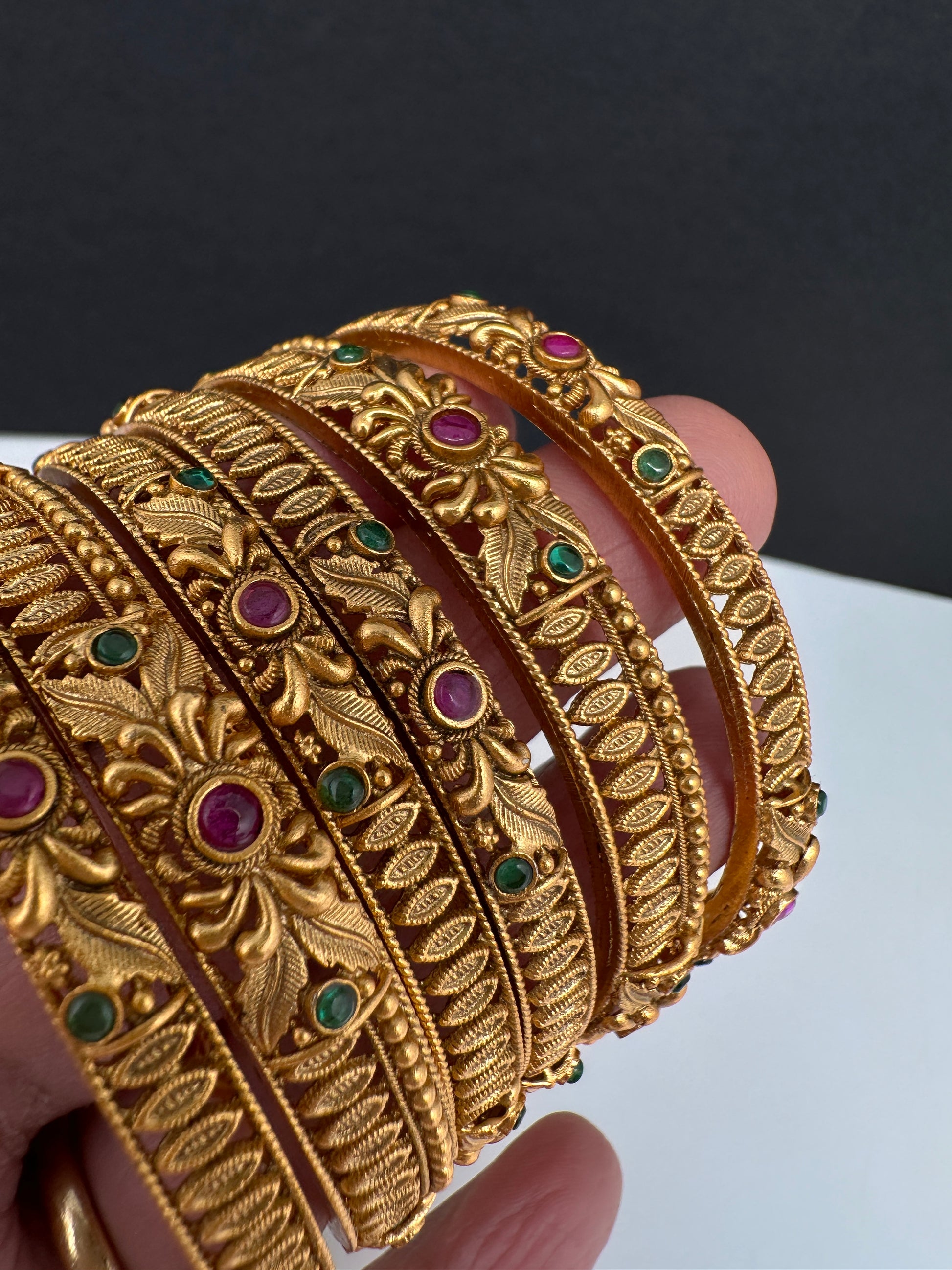 Multi Stone Matte Finish Bangles - 2.8