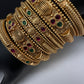 Golden Matte Finish Red Green Stone Bangles - 2.8