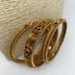 Golden Matte Finish Red Green Stone Bangles - 2.8