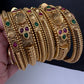 Golden Matte Finish Red Green Stone Bangles - 2.8