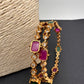 AD Red Green Multi Stone Matte Finish Bangles