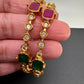 AD Red Green Multi Stone Matte Finish Bangles