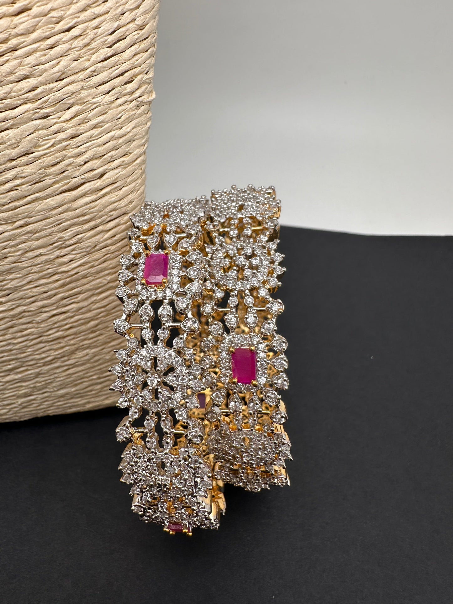 American Diamond Ruby Bangles