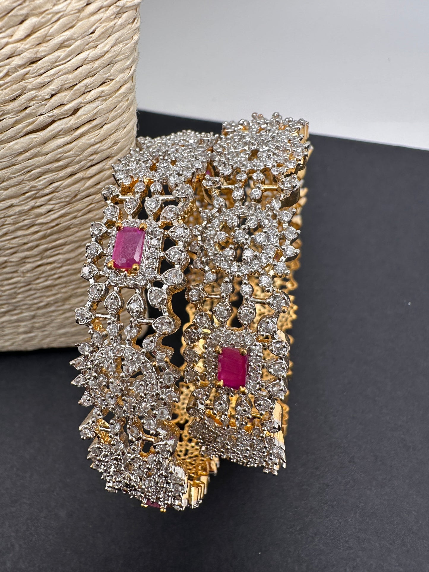 American Diamond Ruby Bangles