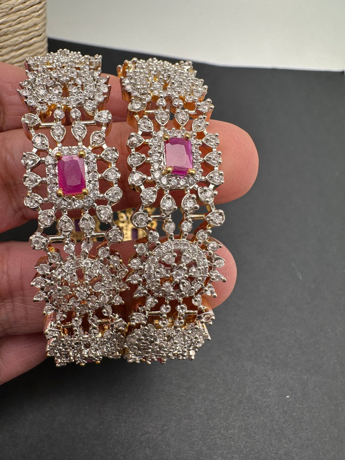 American Diamond Ruby Bangles