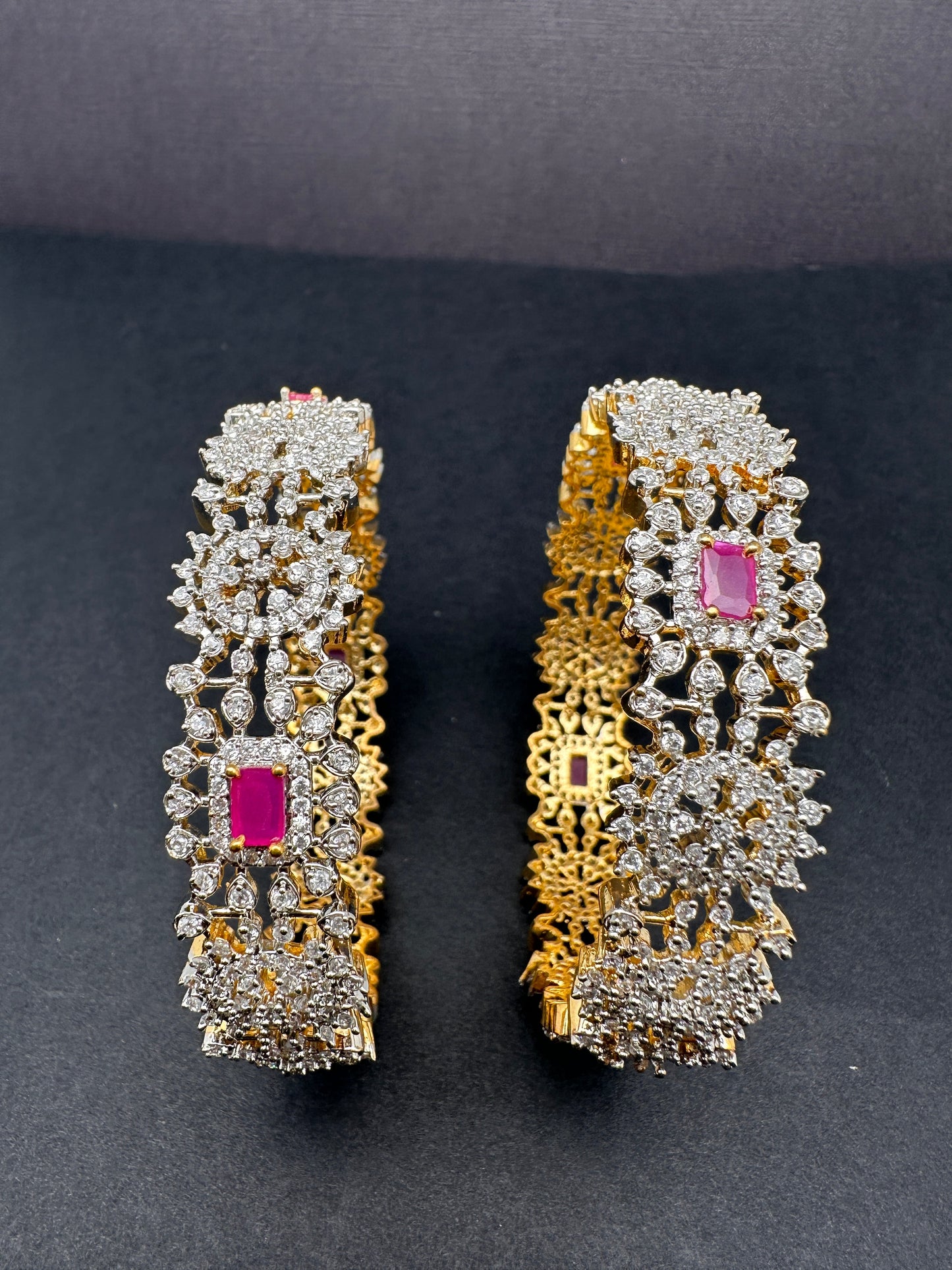 American Diamond Ruby Bangles