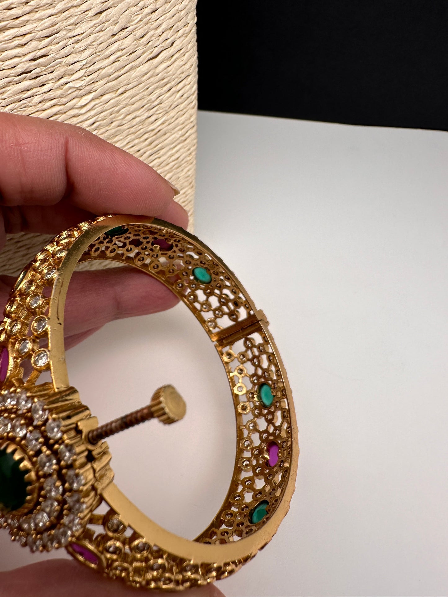 Matte Multi Stone Openable Bangles