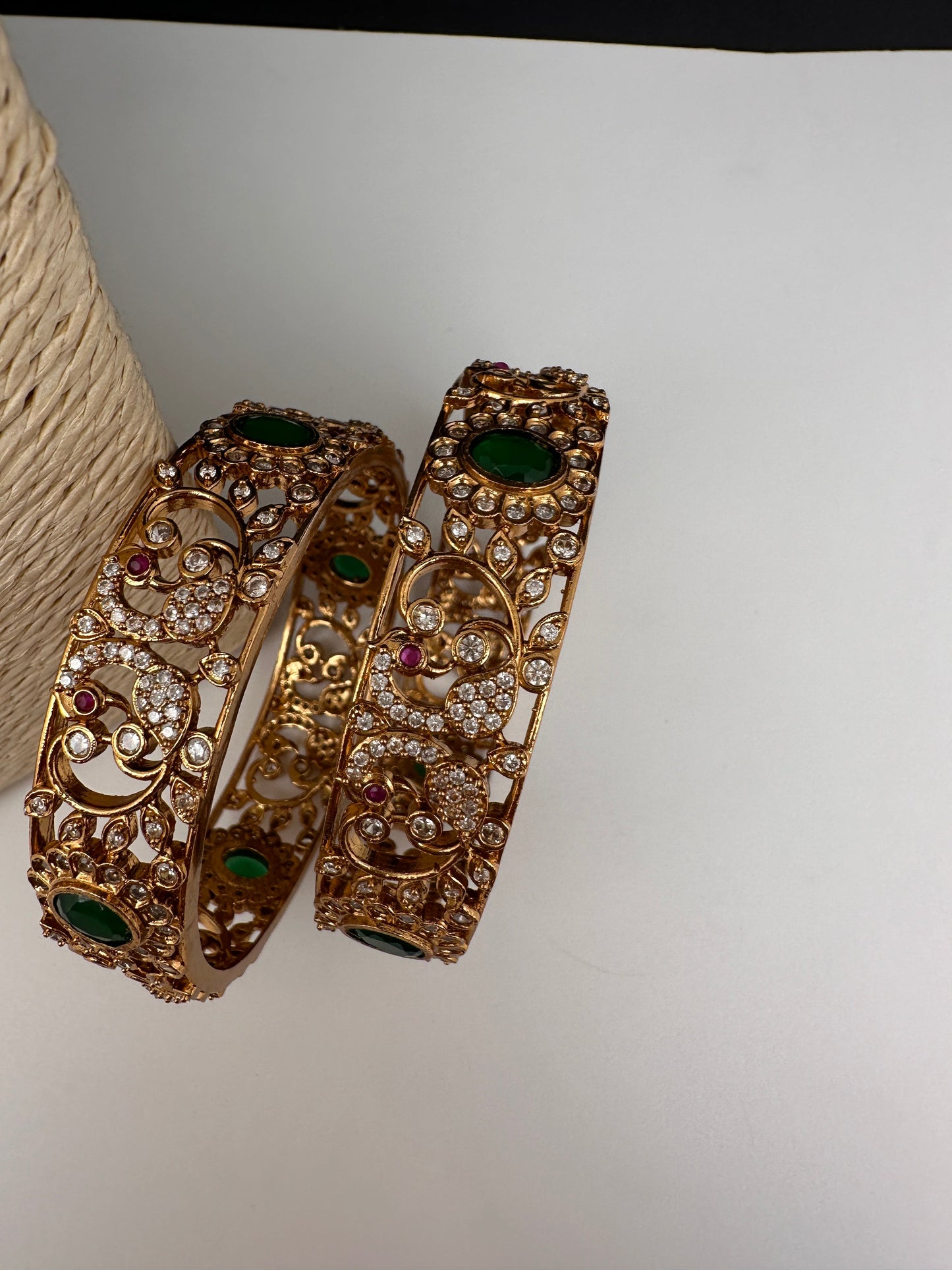 Matte CZ Green Bangles