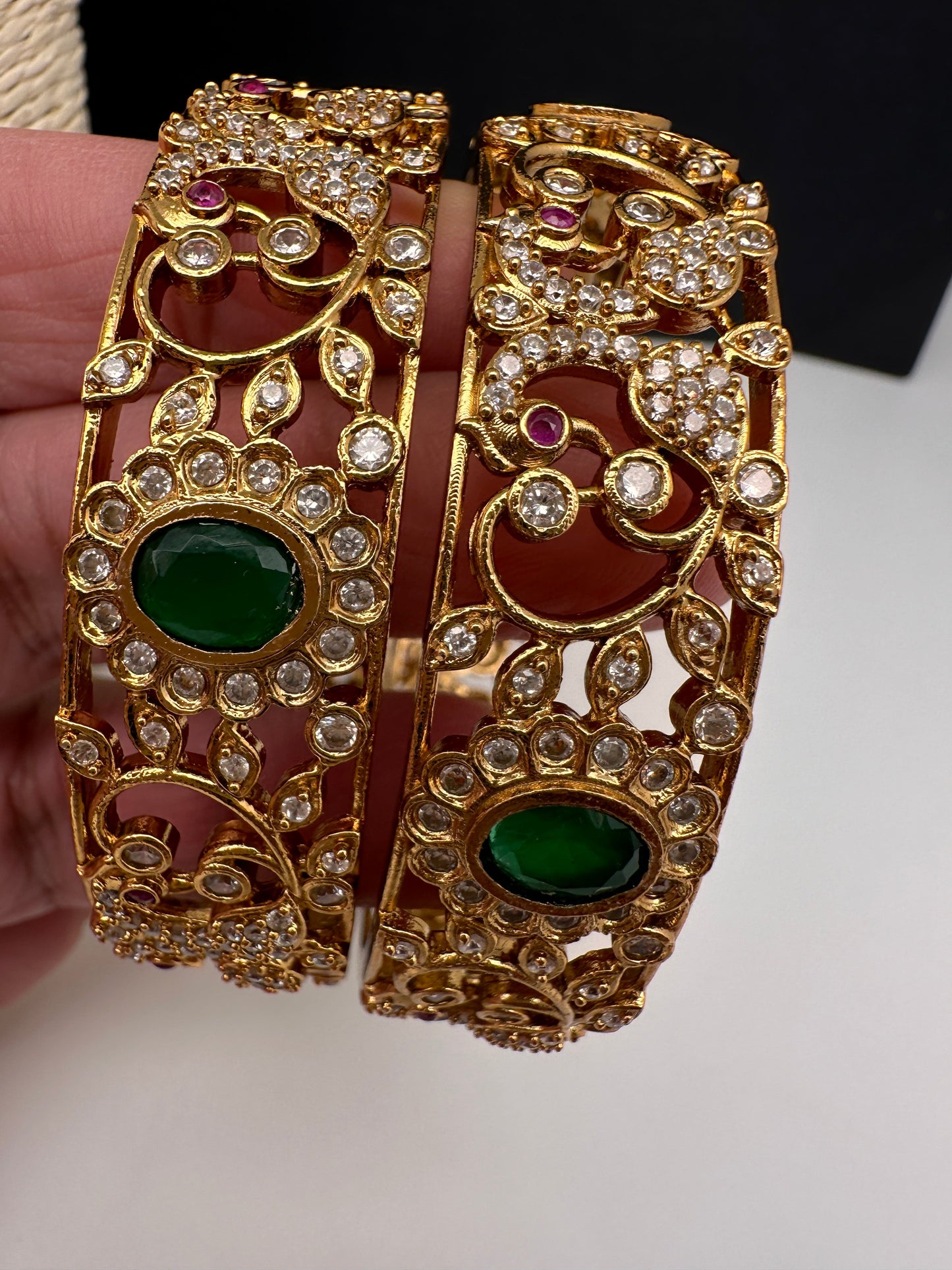 Matte CZ Green Bangles