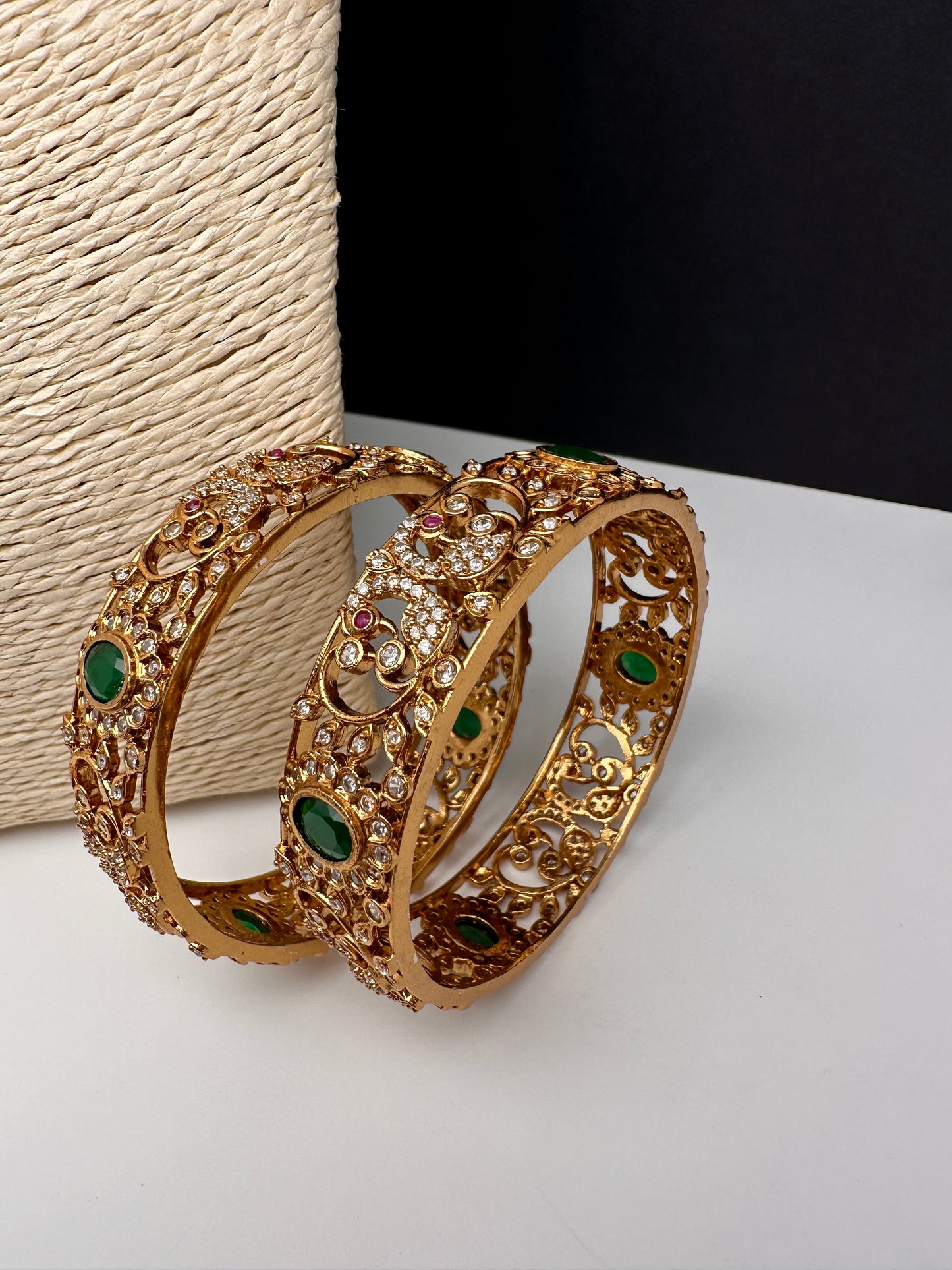 Matte CZ Green Bangles