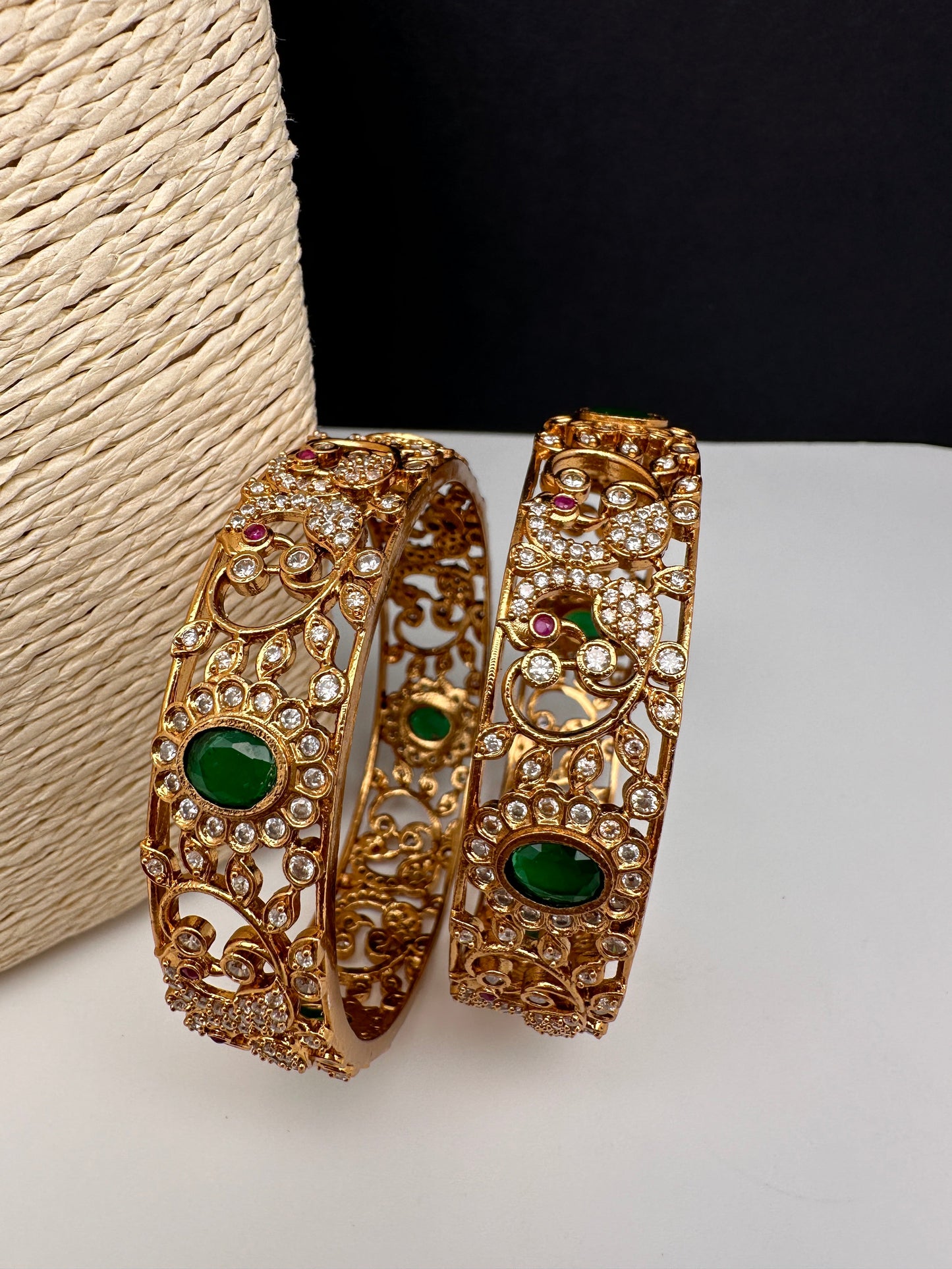 Matte CZ Green Bangles