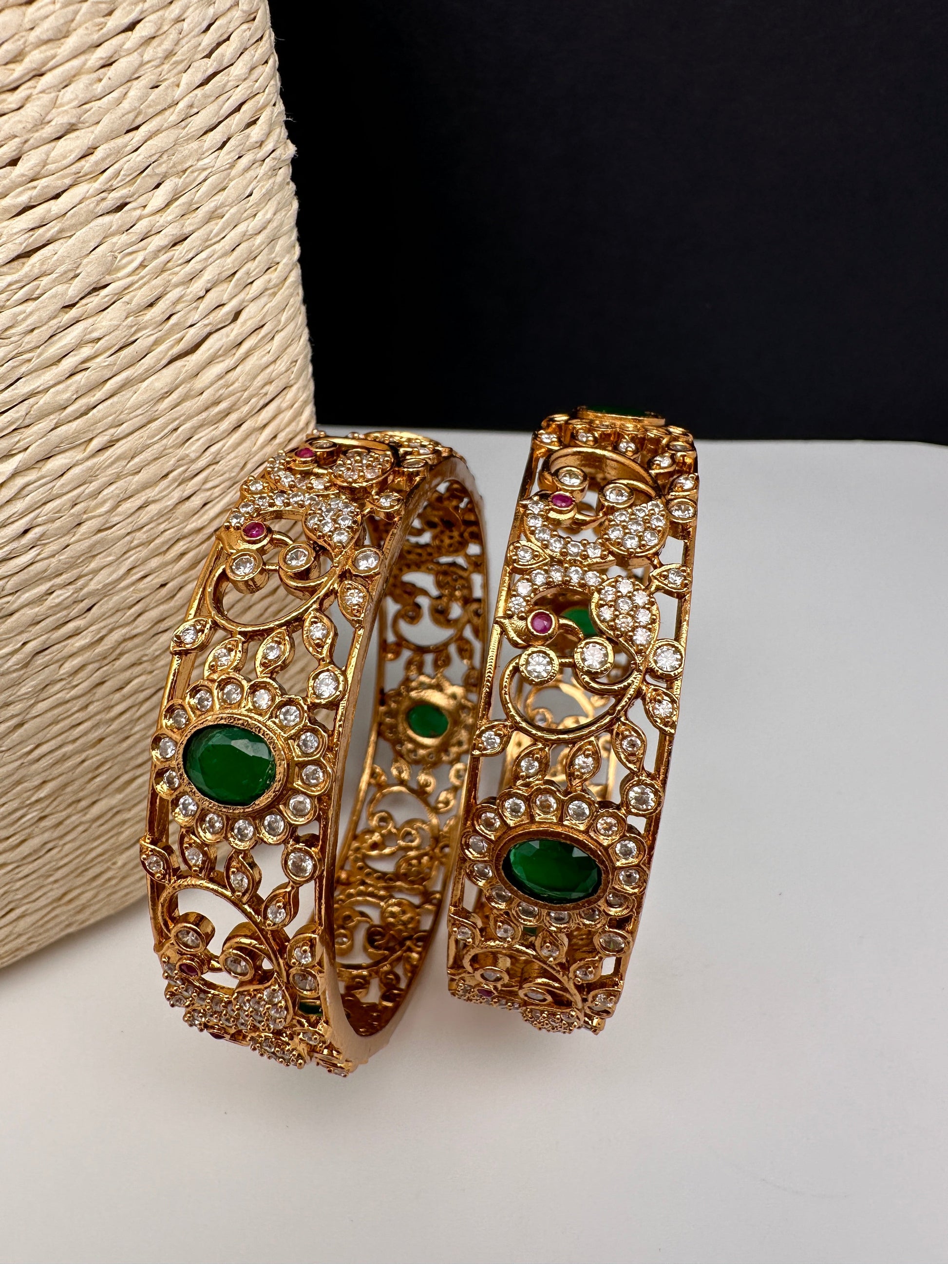 Matte CZ Green Bangles